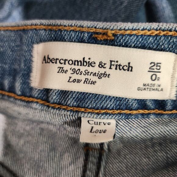 Abercrombie & Fitch Curve Love 90's Straight Low Rise Jeans 0/25R - Picture 5 of 7